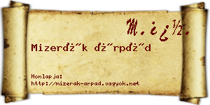 Mizerák Árpád névjegykártya